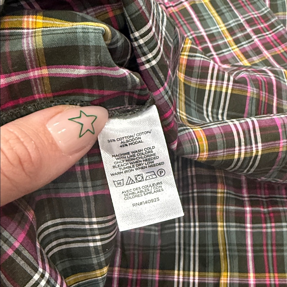 Loft Multicolor Plaid Button Front Vented Hem Lon… - image 4